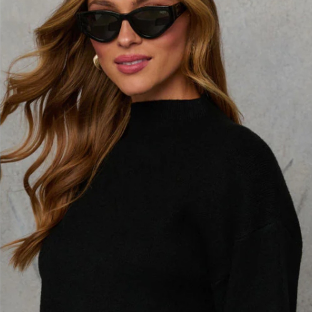 Harve Benard mock neck wool blend Sweater black staple wardrobe piece